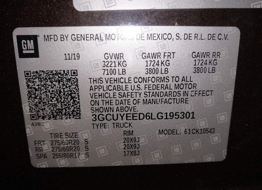 Photo 9 of 2020 Chevrolet Silverado 1500 4WD SHORT BED RST (VIN 3GCUYEED6LG195301)