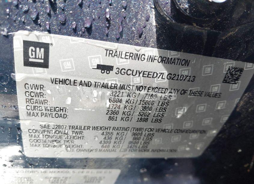 Photo 9 of 2020 Chevrolet Silverado 1500 4WD SHORT BED RST (VIN 3GCUYEED7LG210713)