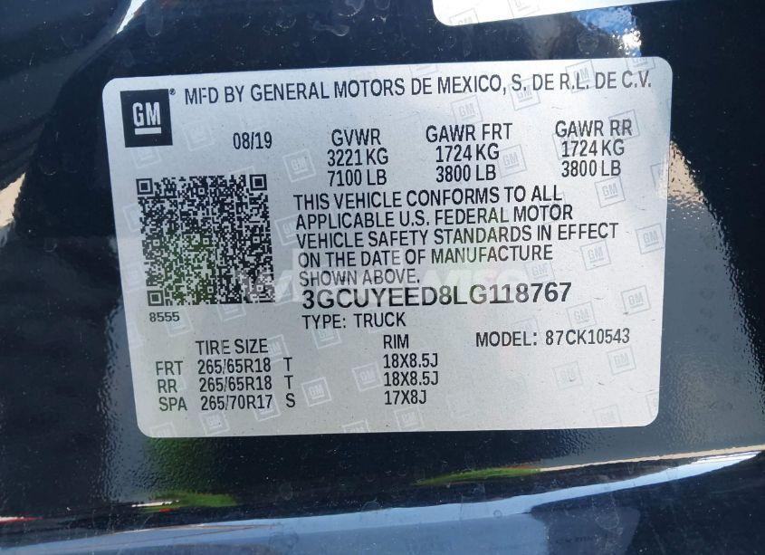 Photo 9 of 2020 Chevrolet Silverado 1500 4WD SHORT BED RST (VIN 3GCUYEED8LG118767)