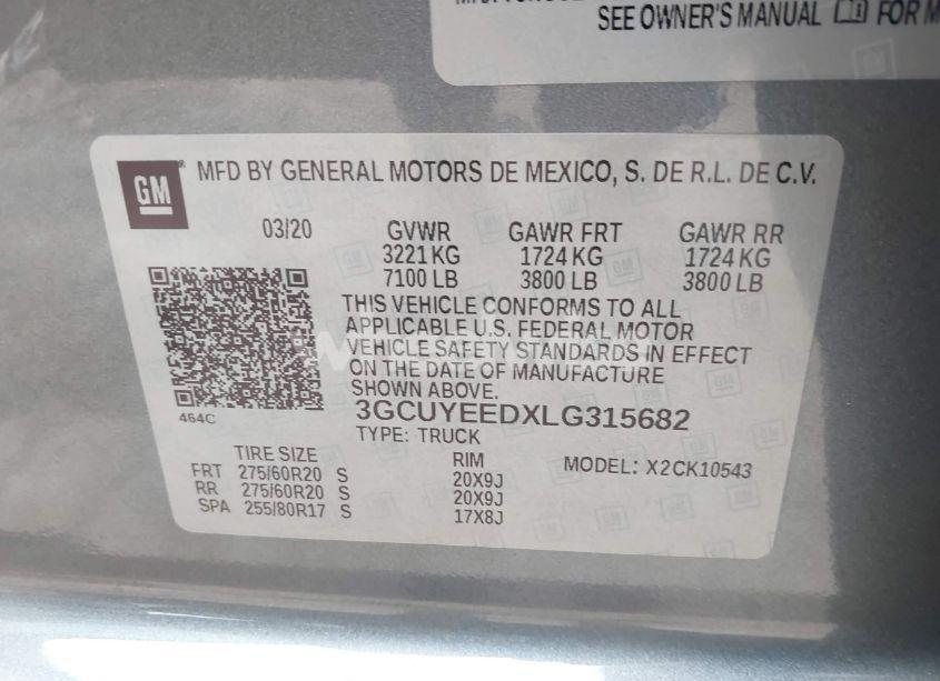 Photo 9 of 2020 Chevrolet Silverado 1500 4WD SHORT BED RST (VIN 3GCUYEEDXLG315682)