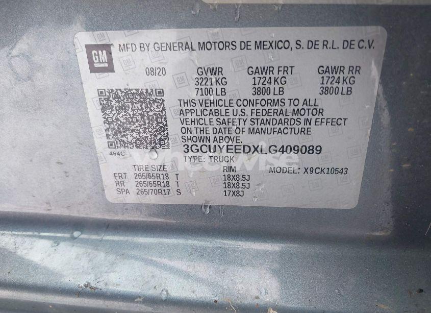 Photo 9 of 2020 Chevrolet Silverado 1500 4WD SHORT BED RST (VIN 3GCUYEEDXLG409089)