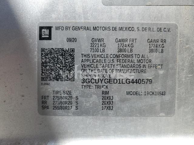 Photo 3 of 2020 CHEVROLET SILVERADO K1500 LTZ N/A (VIN 3GCUYGED1LG440579)