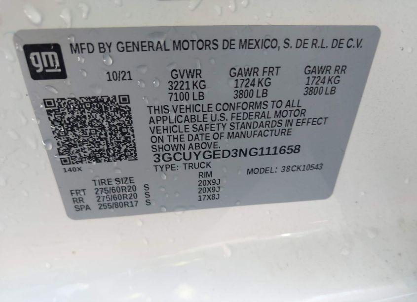 Photo 9 of 2022 Chevrolet Silverado 1500 LTD 4WD SHORT BED LTZ (VIN 3GCUYGED3NG111658)