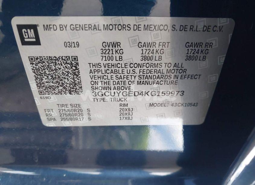 Photo 9 of 2019 Chevrolet Silverado K1500 LTZ (VIN 3GCUYGED4KG159973)