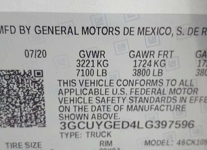 Photo 9 of 2020 Chevrolet Silverado 1500 (VIN 3GCUYGED4LG397596)