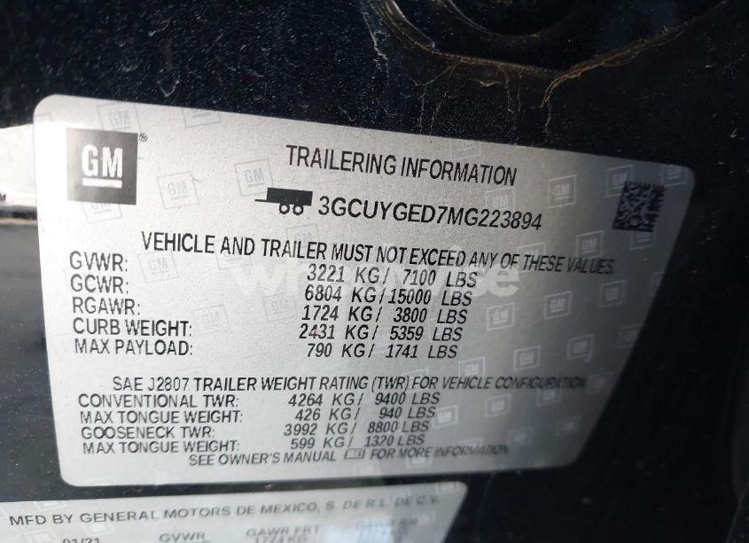 Photo 9 of 2021 Chevrolet Silverado 1500 4WD SHORT BED LTZ (VIN 3GCUYGED7MG223894)