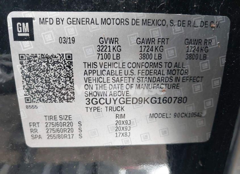 Photo 9 of 2019 Chevrolet Silverado 1500 LTZ (VIN 3GCUYGED9KG160780)