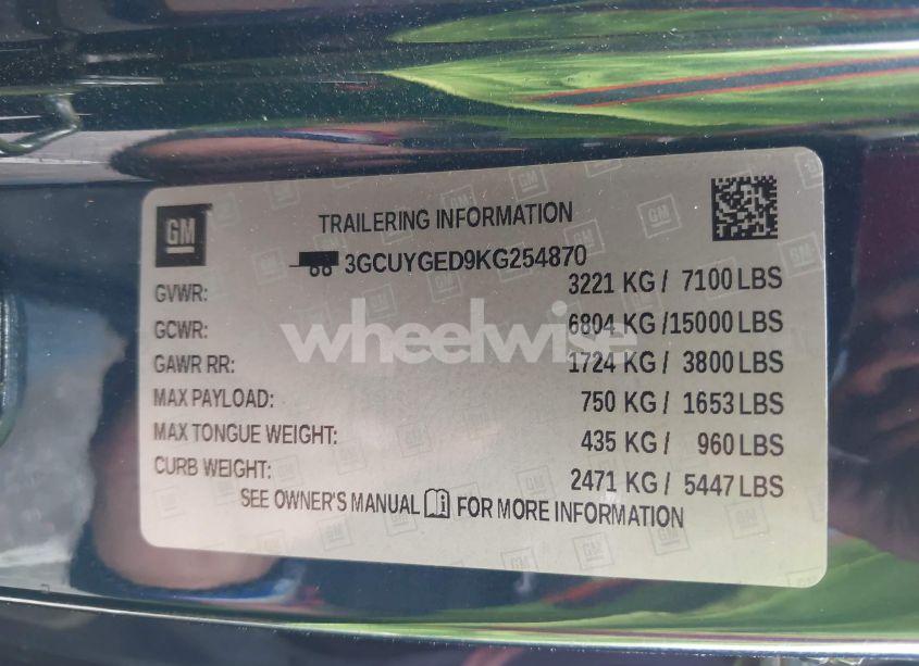 Photo 9 of 2019 Chevrolet Silverado 1500 LTZ (VIN 3GCUYGED9KG254870)