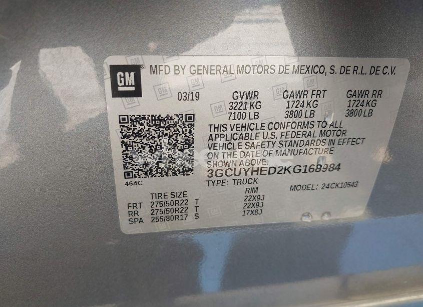 Photo 9 of 2019 Chevrolet Silverado 1500 HIGH COUNTRY (VIN 3GCUYHED2KG168984)