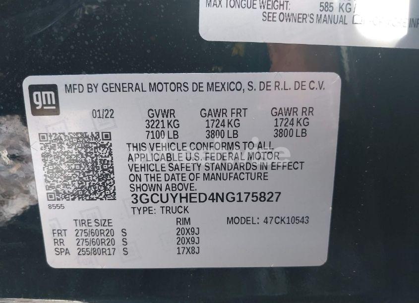 Photo 9 of 2022 Chevrolet Silverado 1500 LTD 4WD SHORT BED HIGH COUNTRY (VIN 3GCUYHED4NG175827)