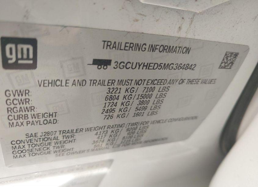 Photo 9 of 2021 Chevrolet Silverado 1500 4WD SHORT BED HIGH COUNTRY (VIN 3GCUYHED5MG364842)