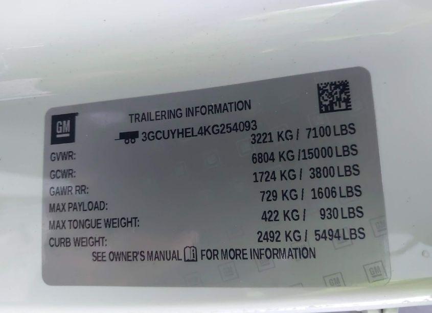 Photo 9 of 2019 Chevrolet Silverado 1500 HIGH COUNTRY (VIN 3GCUYHEL4KG254093)