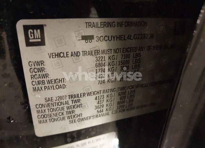 Photo 9 of 2020 Chevrolet Silverado 1500 4WD SHORT BED HIGH COUNTRY (VIN 3GCUYHEL4LG228238)