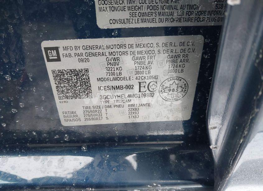 Photo 9 of 2021 Chevrolet Silverado 1500 (VIN 3GCUYHEL4MG109882)