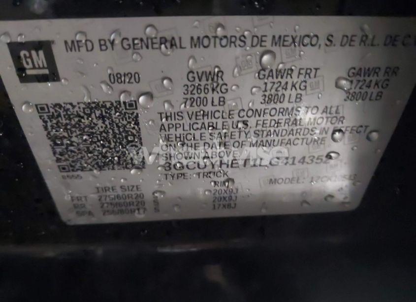 Photo 9 of 2020 Chevrolet Silverado 1500 4WD SHORT BED HIGH COUNTRY (VIN 3GCUYHET1LG414352)