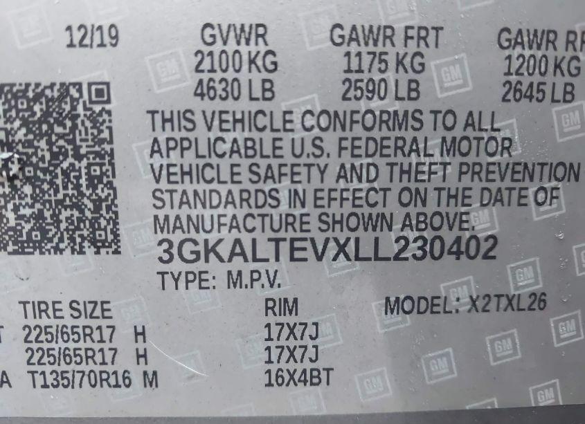 Photo 9 of 2020 Gmc Terrain AWD SLE (VIN 3GKALTEVXLL230402)