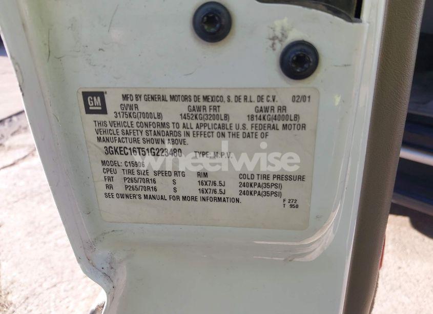 Photo 9 of 2001 Gmc Yukon XL 1500 SLT (VIN 3GKEC16T51G223480)