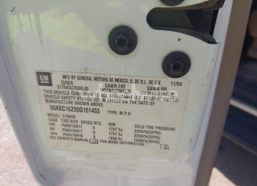 Photo 9 of 2005 Gmc Yukon XL 1500 SLT (VIN 3GKEC16Z05G161433)