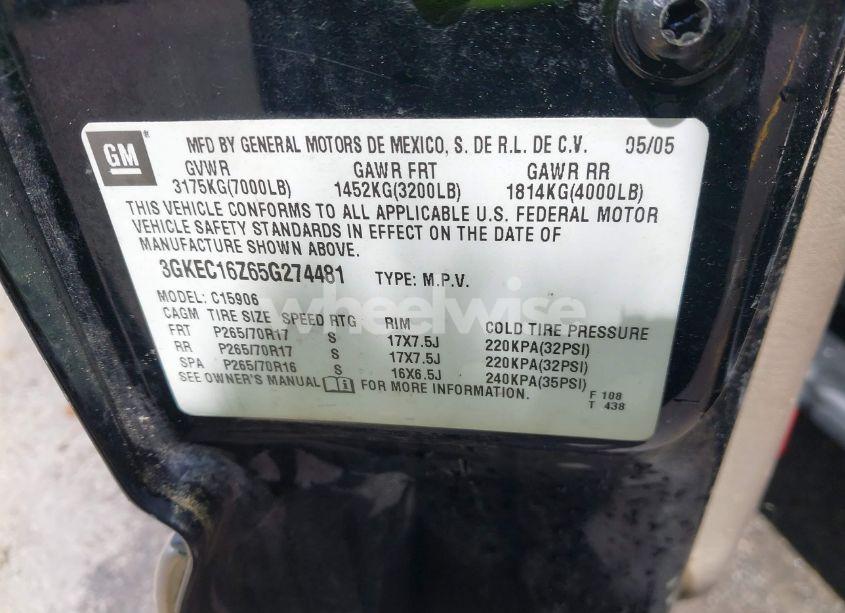 Photo 9 of 2005 Gmc Yukon XL 1500 SLT (VIN 3GKEC16Z65G274481)