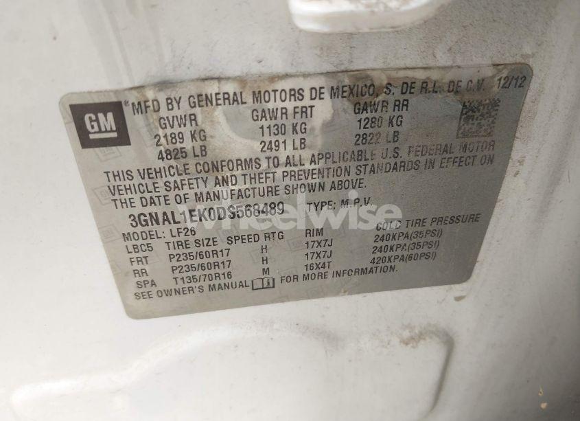 Photo 9 of 2013 Chevrolet Captiva SPORT 1LS (VIN 3GNAL1EK0DS568489)