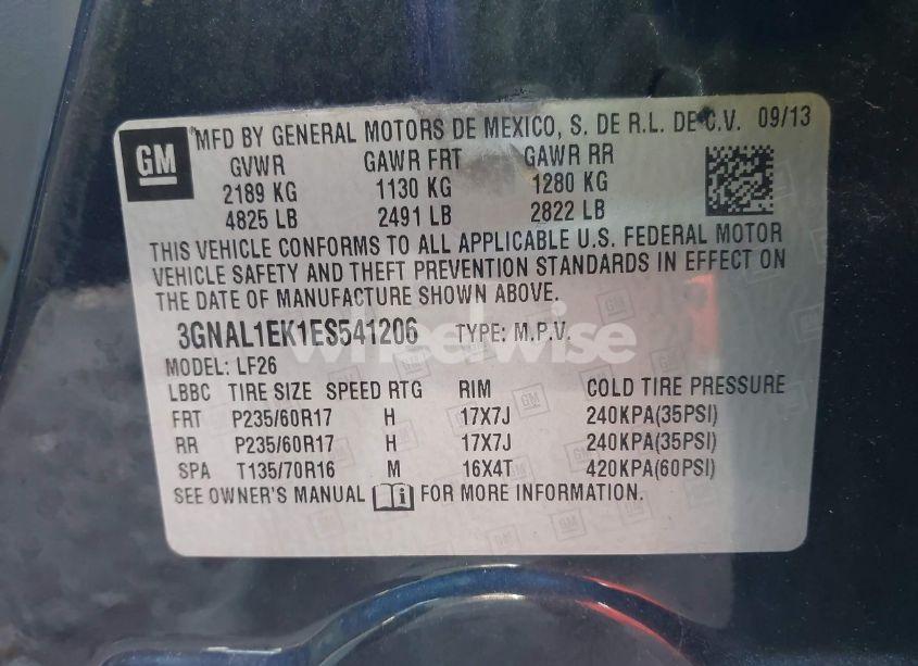 Photo 9 of 2014 Chevrolet Captiva SPORT 1LS (VIN 3GNAL1EK1ES541206)