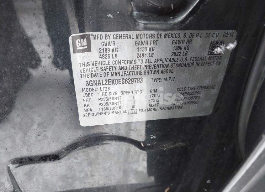 Photo 9 of 2014 Chevrolet Captiva SPORT 2LS (VIN 3GNAL2EK0ES629783)