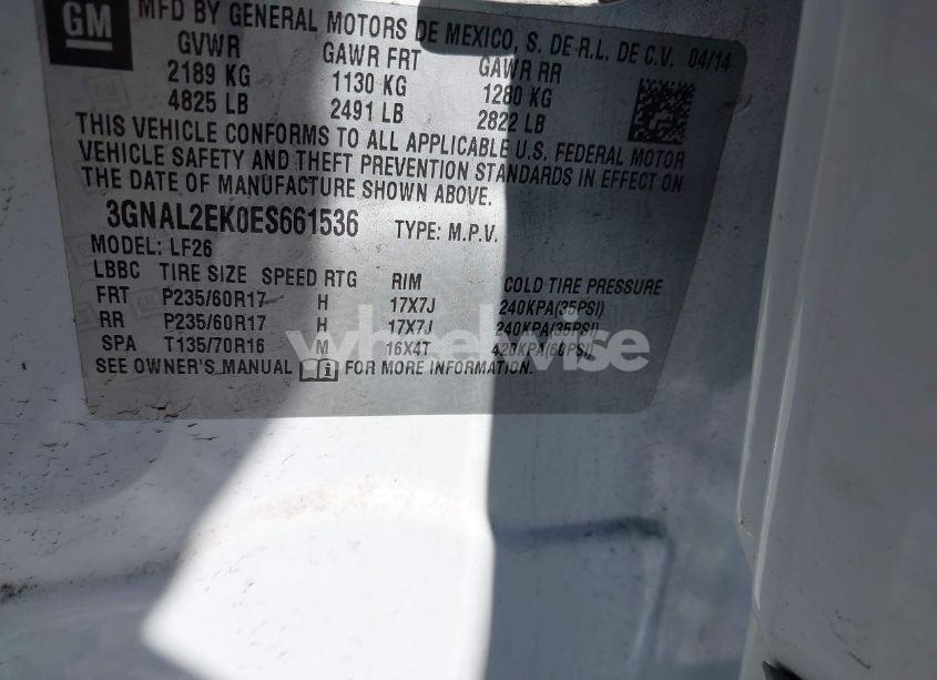 Photo 9 of 2014 Chevrolet Captiva SPORT 2LS (VIN 3GNAL2EK0ES661536)