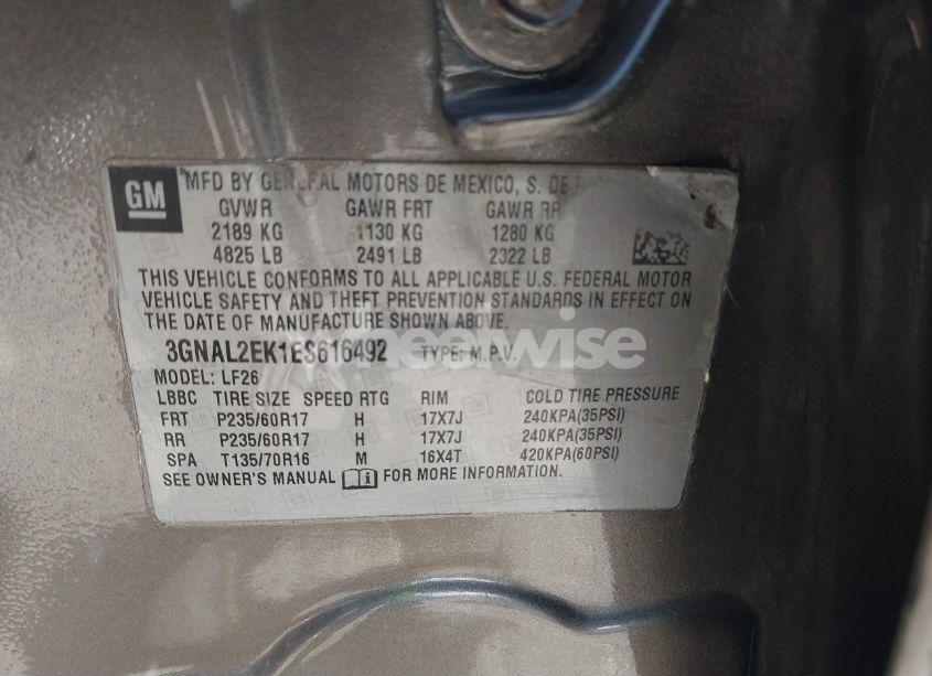 Photo 9 of 2014 Chevrolet Captiva SPORT 2LS (VIN 3GNAL2EK1ES616492)