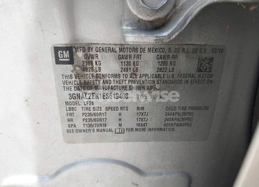 Photo 9 of 2014 Chevrolet Captiva SPORT 2LS (VIN 3GNAL2EK1ES619408)