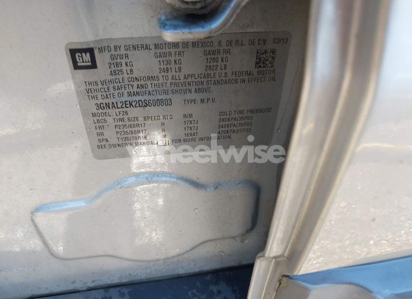 Photo 9 of 2013 Chevrolet Captiva SPORT 2LS (VIN 3GNAL2EK2DS600803)