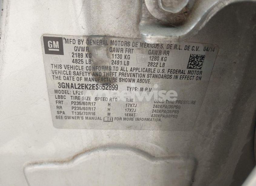 Photo 9 of 2014 Chevrolet Captiva SPORT 2LS (VIN 3GNAL2EK2ES652899)