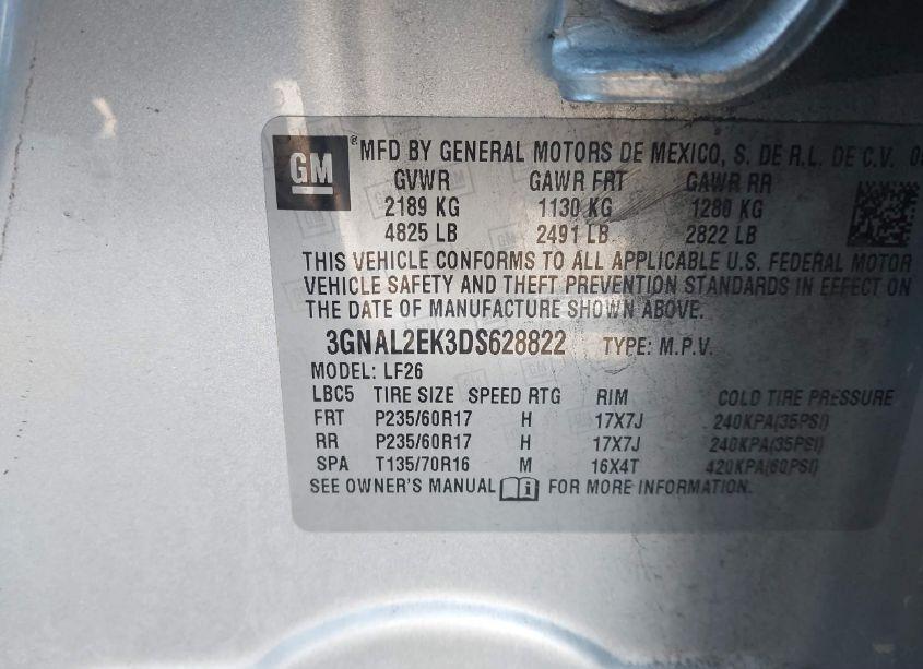 Photo 9 of 2013 Chevrolet Captiva SPORT 2LS (VIN 3GNAL2EK3DS628822)