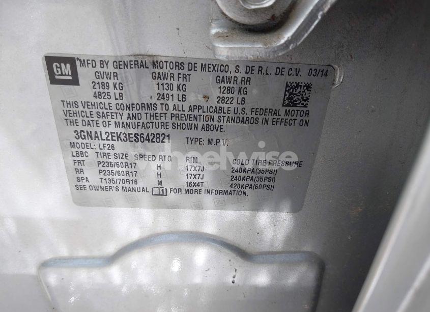 Photo 9 of 2014 Chevrolet Captiva SPORT 2LS (VIN 3GNAL2EK3ES642821)