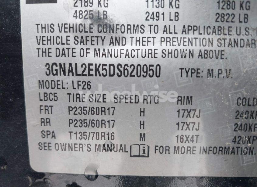 Photo 9 of 2013 Chevrolet Captiva SPORT 2LS (VIN 3GNAL2EK5DS620950)