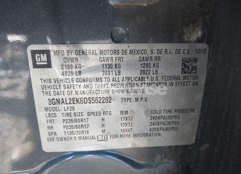 Photo 9 of 2013 Chevrolet Captiva SPORT 2LS (VIN 3GNAL2EK6DS562282)