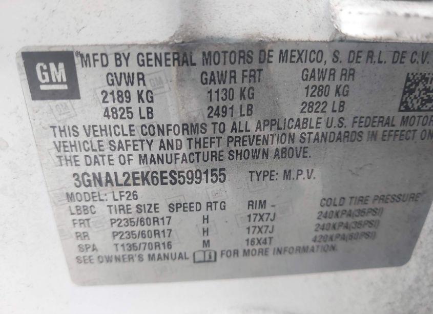 Photo 9 of 2014 Chevrolet Captiva SPORT 2LS (VIN 3GNAL2EK6ES599155)