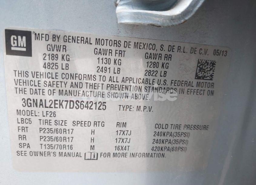 Photo 9 of 2013 Chevrolet Captiva SPORT 2LS (VIN 3GNAL2EK7DS642125)