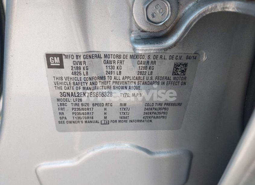 Photo 9 of 2014 Chevrolet Captiva SPORT 2LS (VIN 3GNAL2EK7ES666328)