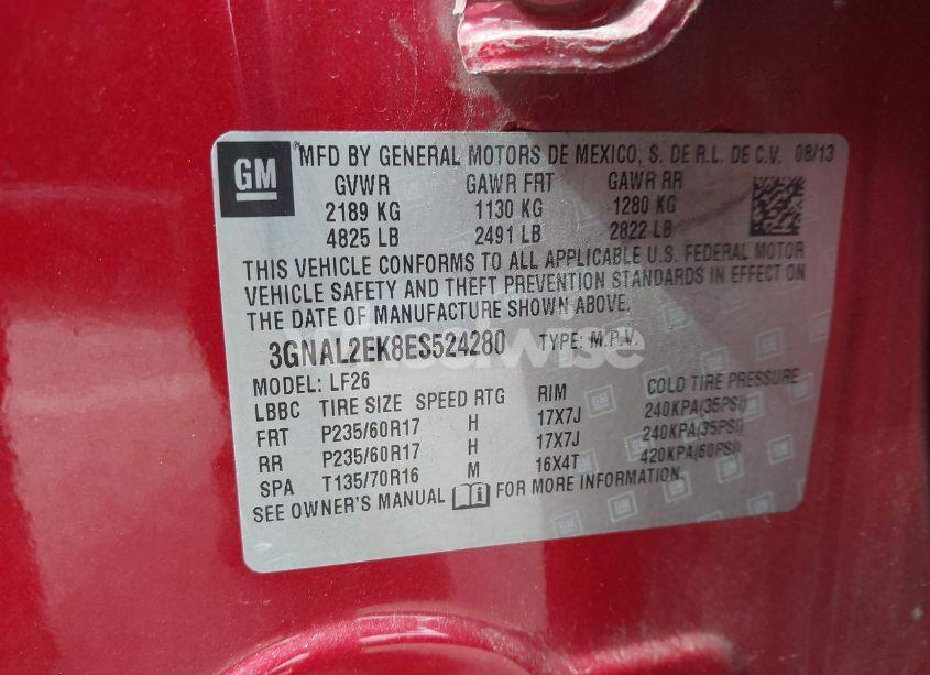 Photo 9 of 2014 Chevrolet Captiva SPORT 2LS (VIN 3GNAL2EK8ES524280)