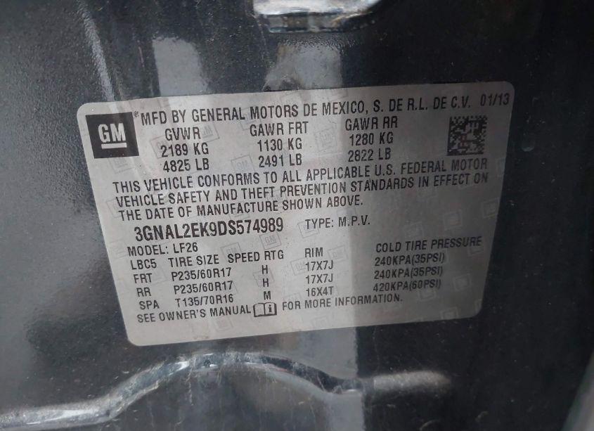 Photo 9 of 2013 Chevrolet Captiva SPORT 2LS (VIN 3GNAL2EK9DS574989)