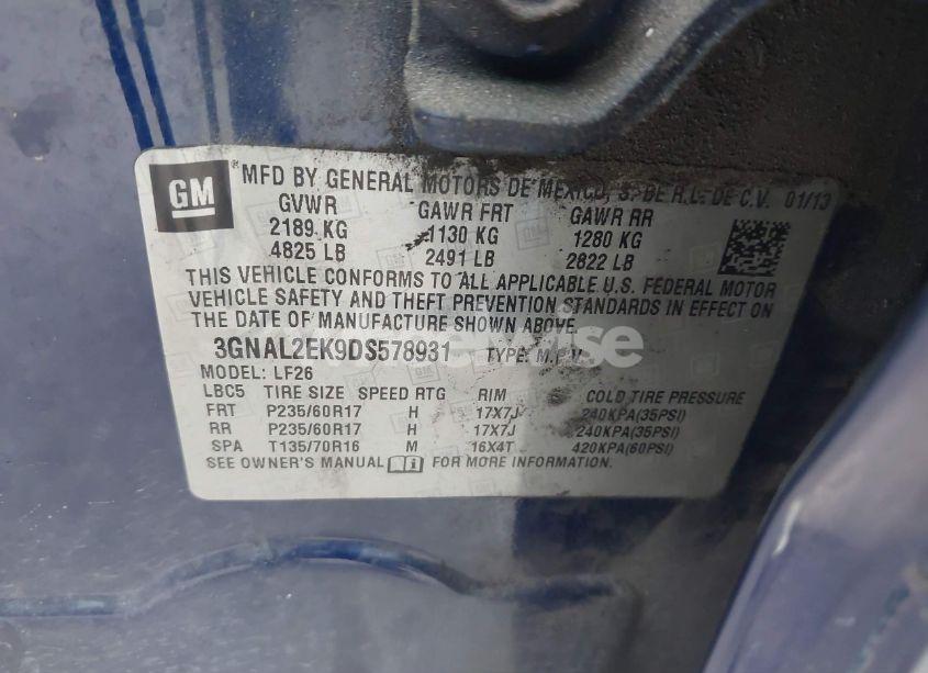 Photo 9 of 2013 Chevrolet Captiva SPORT 2LS (VIN 3GNAL2EK9DS578931)