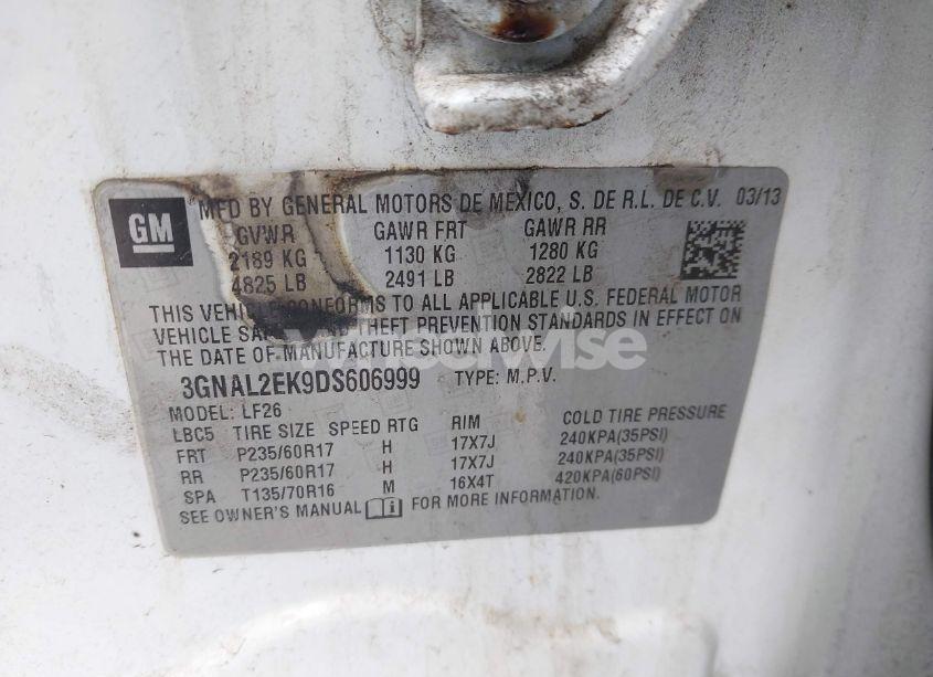 Photo 9 of 2013 Chevrolet Captiva SPORT 2LS (VIN 3GNAL2EK9DS606999)