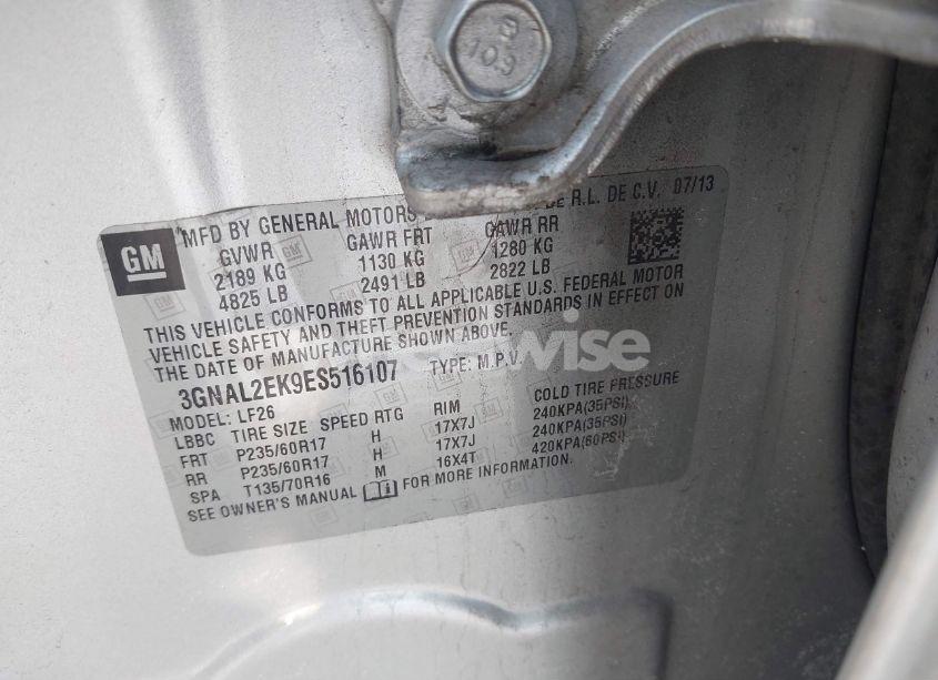 Photo 9 of 2014 Chevrolet Captiva SPORT 2LS (VIN 3GNAL2EK9ES516107)