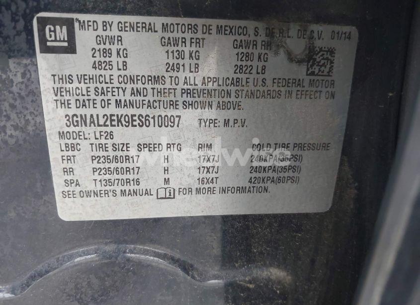 Photo 9 of 2014 Chevrolet Captiva SPORT 2LS (VIN 3GNAL2EK9ES610097)