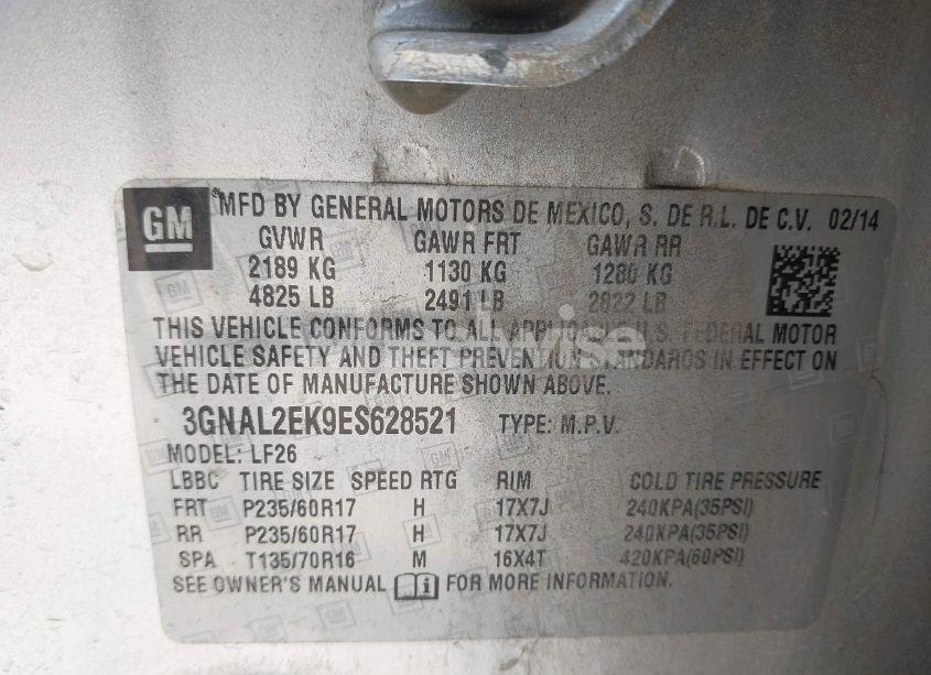 Photo 9 of 2014 Chevrolet Captiva SPORT 2LS (VIN 3GNAL2EK9ES628521)