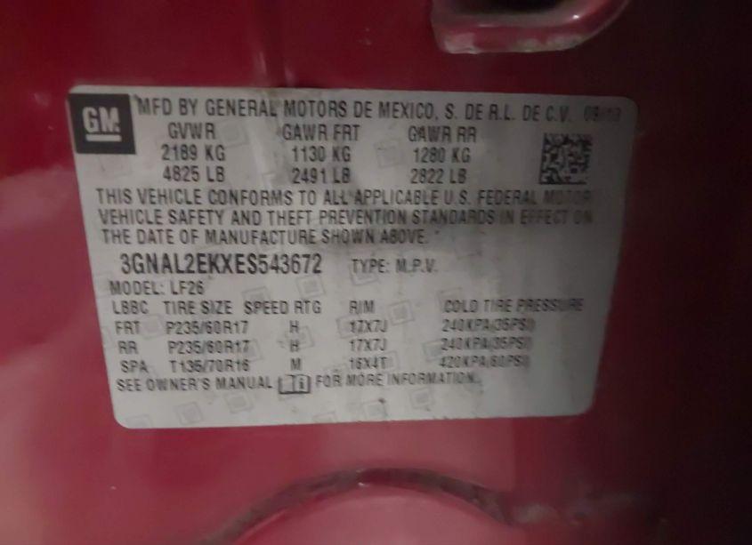 Photo 9 of 2014 Chevrolet Captiva SPORT 2LS (VIN 3GNAL2EKXES543672)