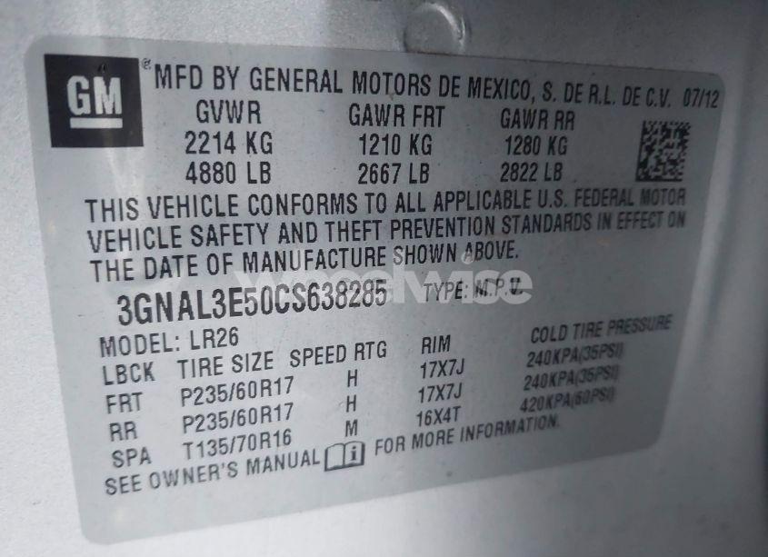 Photo 9 of 2012 Chevrolet Captiva SPORT LT (VIN 3GNAL3E50CS638285)