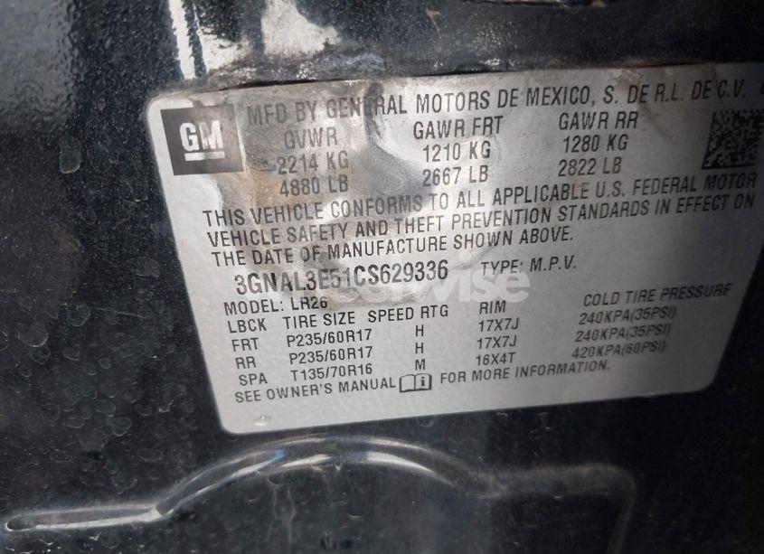 Photo 9 of 2012 Chevrolet Captiva SPORT LT (VIN 3GNAL3E51CS629336)