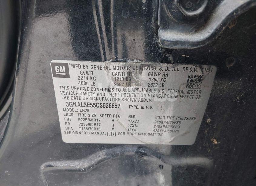 Photo 9 of 2012 Chevrolet Captiva SPORT LT (VIN 3GNAL3E55CS536657)