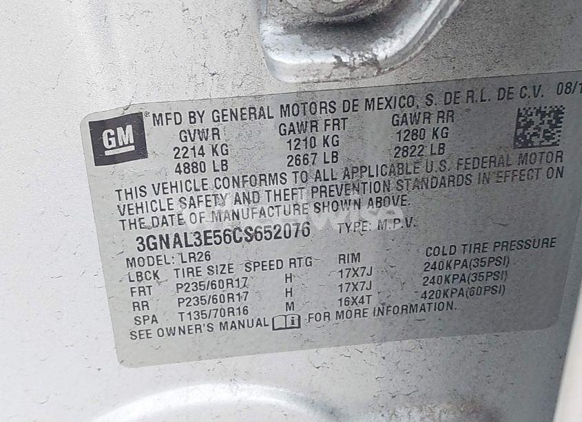 Photo 9 of 2012 Chevrolet Captiva SPORT LT (VIN 3GNAL3E56CS652076)